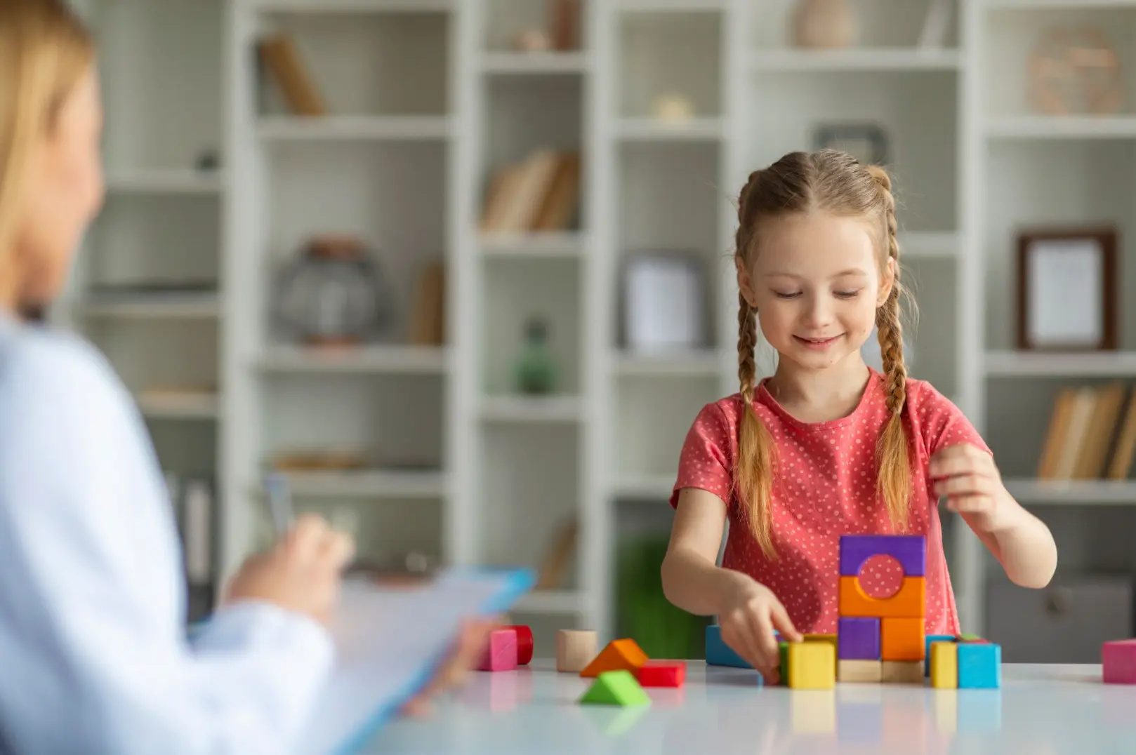 child learning with blocks